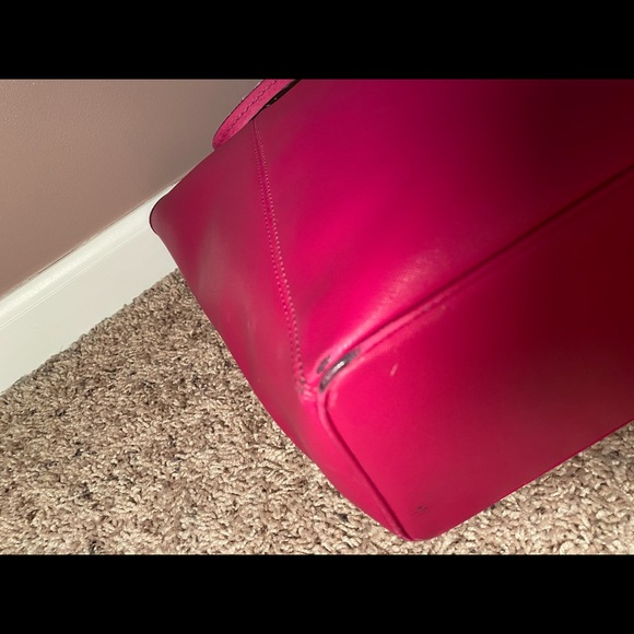 Large Leather Fuschia Coach Tote Bag - Picture 8 of 8